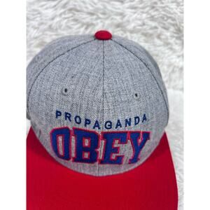 Obey Propaganda Hat Snapback Cap Adjustable Strap Back Gray Adults Embroidered